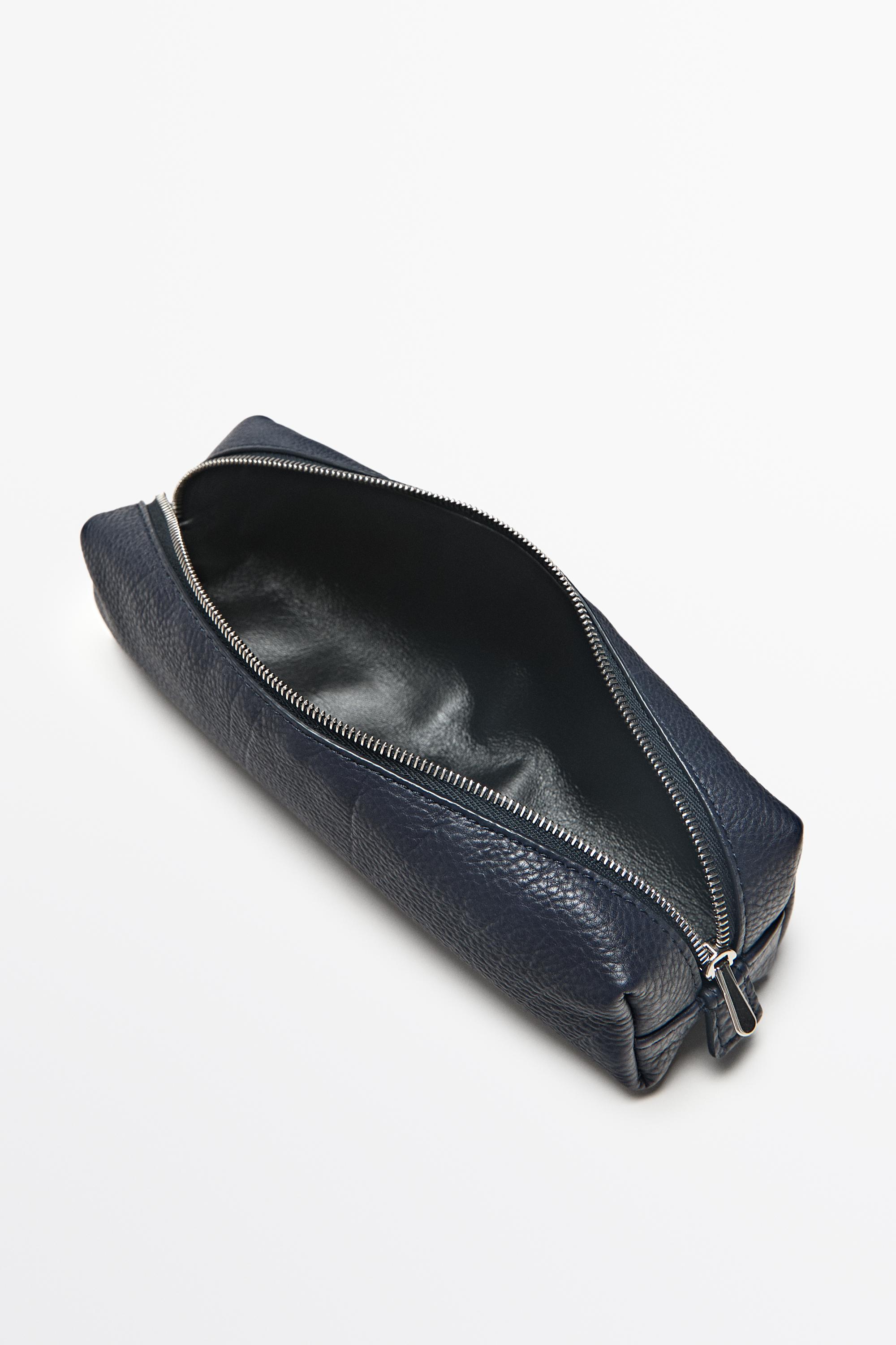 Trousse zippée en cuir nappa